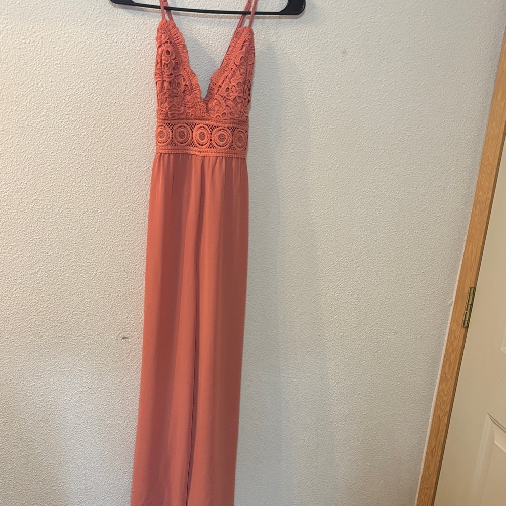 Blashe Elegant Coral Lace Jumpsuit